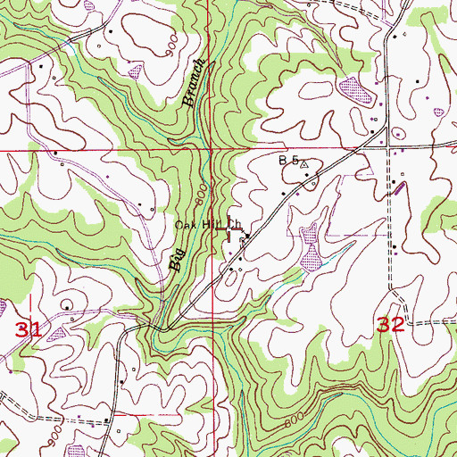 Topographic Map of Oak Hill Baptist Church, AL