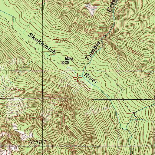 Topographic Map of Tumble Creek, WA