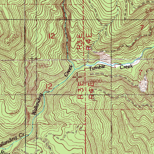 Topographic Map of Tumble Creek, WA