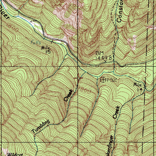 Topographic Map of Tumbling Creek, WA