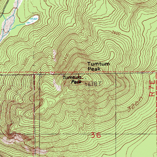 Topographic Map of Tumtum Peak, WA