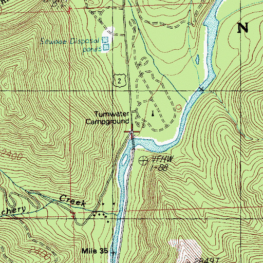 Topographic Map of Tumwater Campground, WA