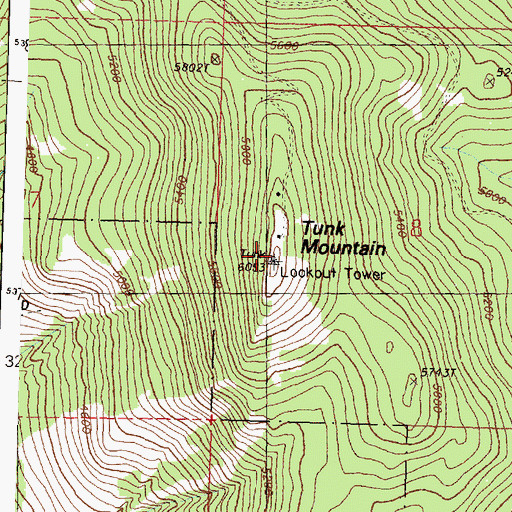 Topographic Map of Tunk Mountain, WA