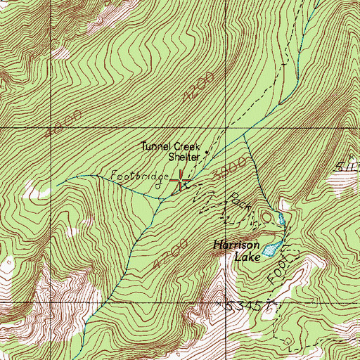 Topographic Map of Tunnel Creek Shelter, WA