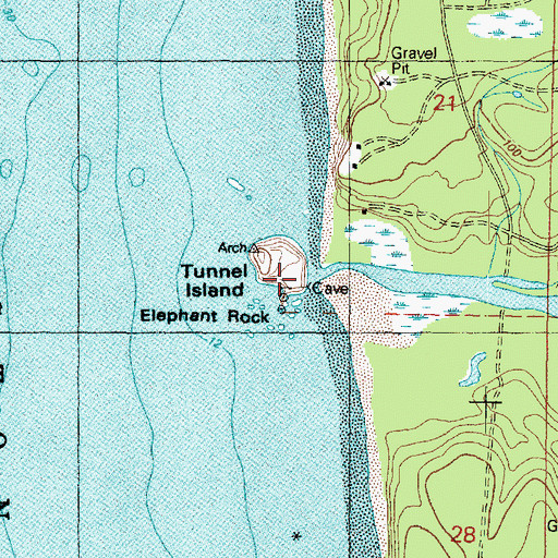 Topographic Map of Tunnel Island, WA