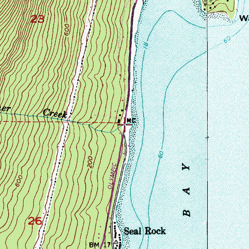 Topographic Map of Turner Creek, WA