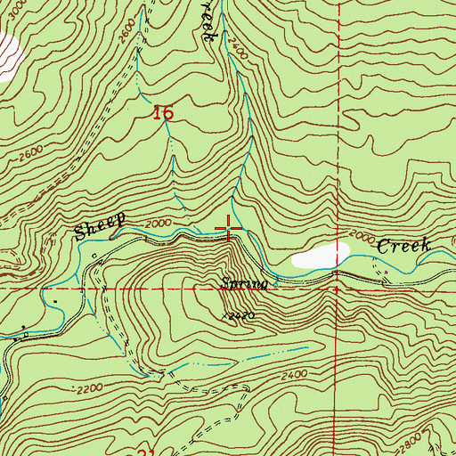 Topographic Map of Turner Creek, WA