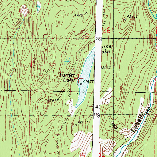 Topographic Map of Turner Lake, WA