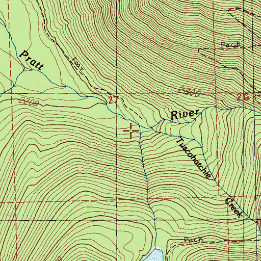 Topographic Map of Tuscohatchie Creek, WA