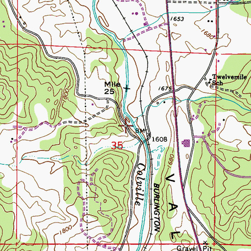 Topographic Map of Twelvemile Creek, WA