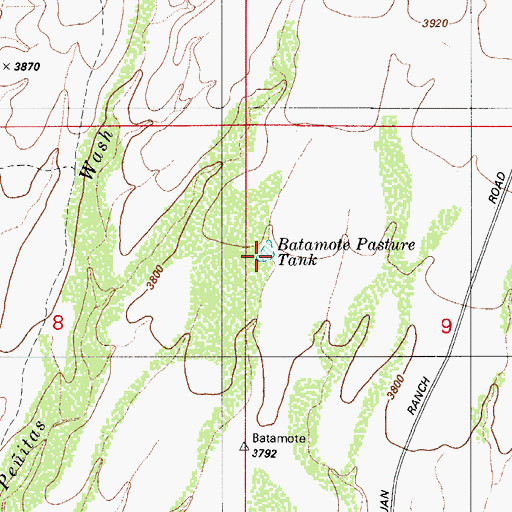 Topographic Map of Batamote Pasture Tank, AZ