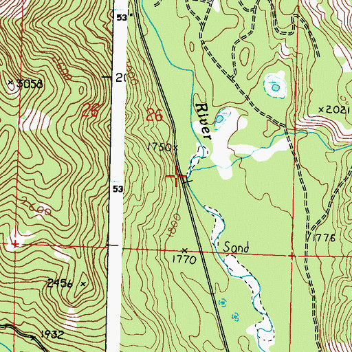 Topographic Map of Twentyfive Mile Creek, WA