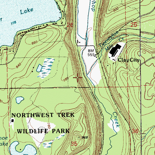 Topographic Map of Twentyfive Mile Creek, WA