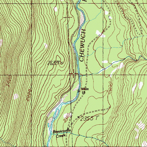 Topographic Map of Twentymile Creek, WA