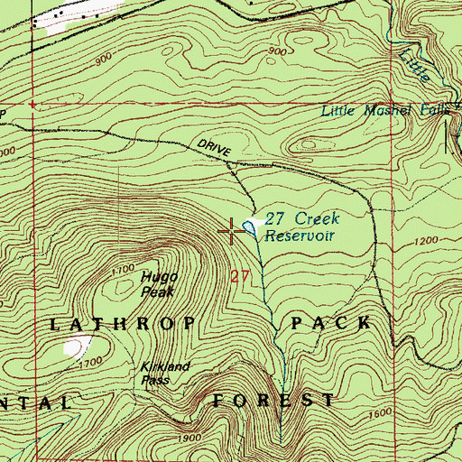 Topographic Map of Twentyseven Creek Reservoir, WA