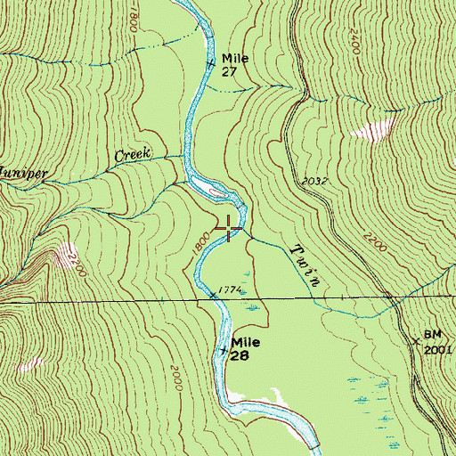 Topographic Map of Twin Creek, WA