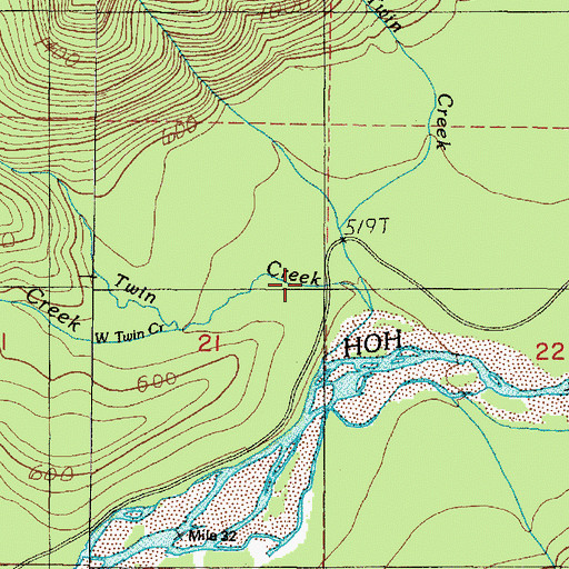 Topographic Map of Twin Creek, WA