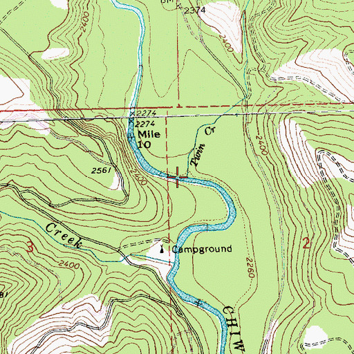 Topographic Map of Twin Creek, WA