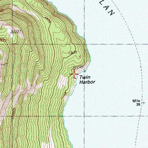 Topographic Map of Twin Harbor, WA