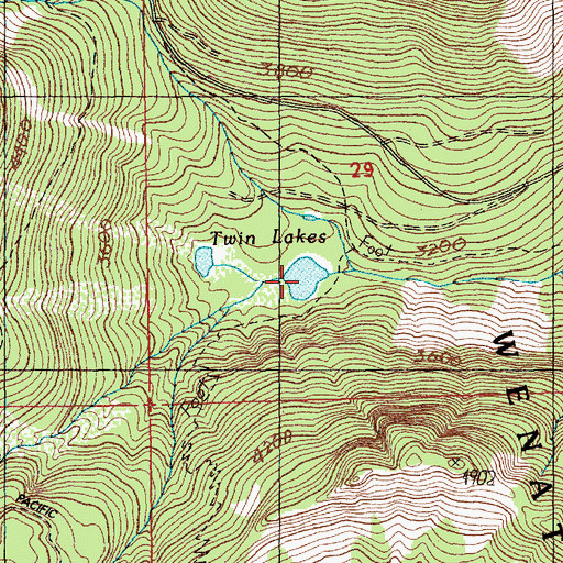 Topographic Map of Twin Lakes, WA