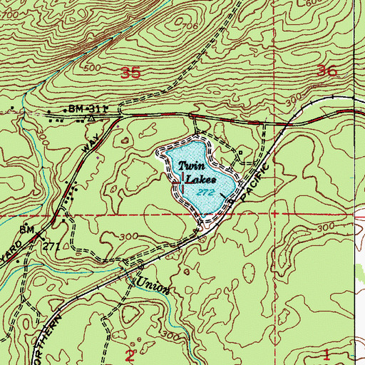 Topographic Map of Twin Lakes, WA