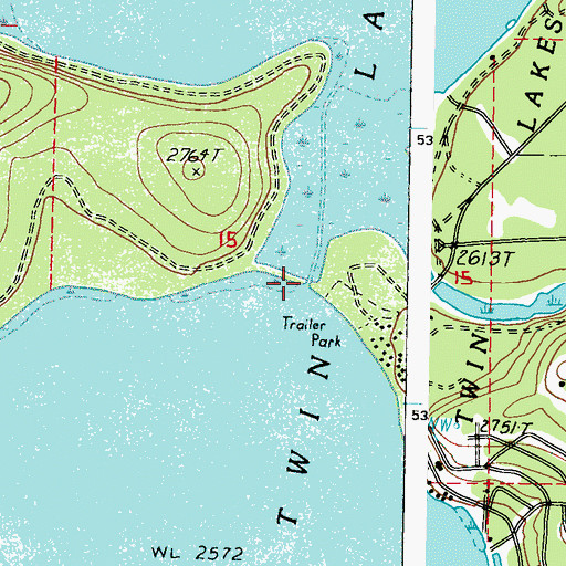 Topographic Map of Twin Lakes, WA