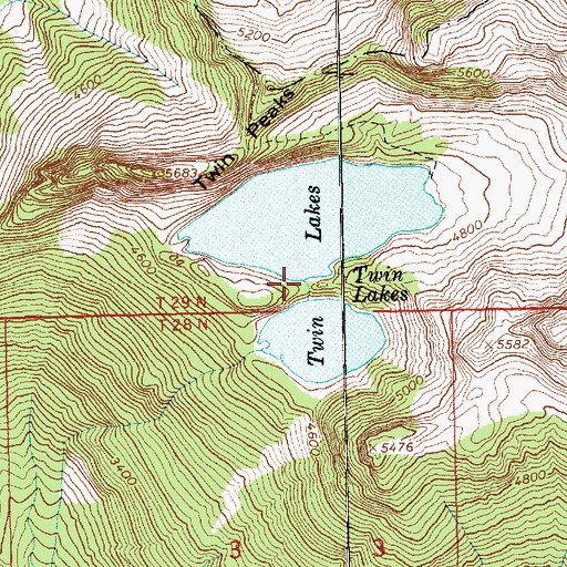 Topographic Map of Twin Lakes, WA