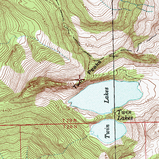 Topographic Map of Twin Peaks, WA