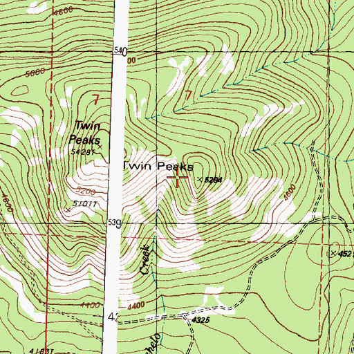 Topographic Map of Twin Peaks, WA