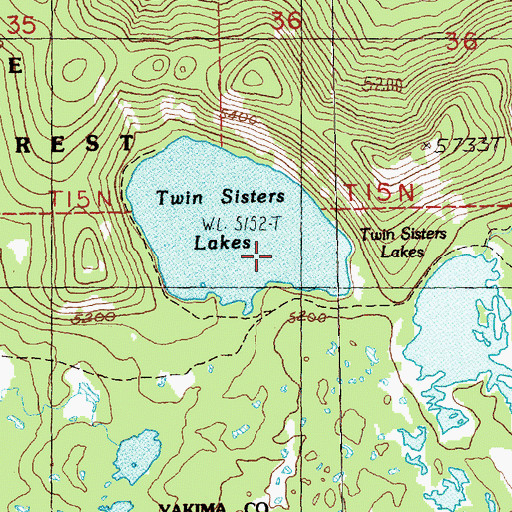 Topographic Map of Twin Sisters Lakes, WA