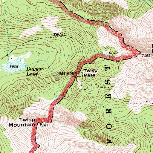 Topographic Map of Twisp Pass, WA