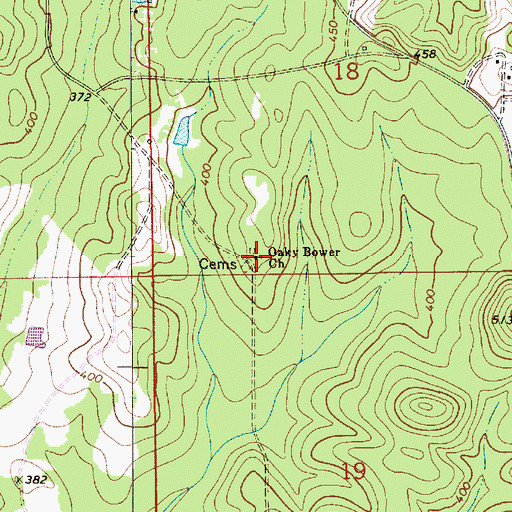 Topographic Map of Oak Bowery Primitive Baptist Church, AL