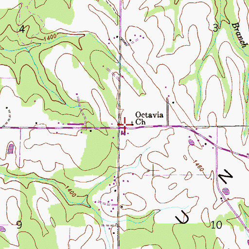 Topographic Map of Octavia Church, AL
