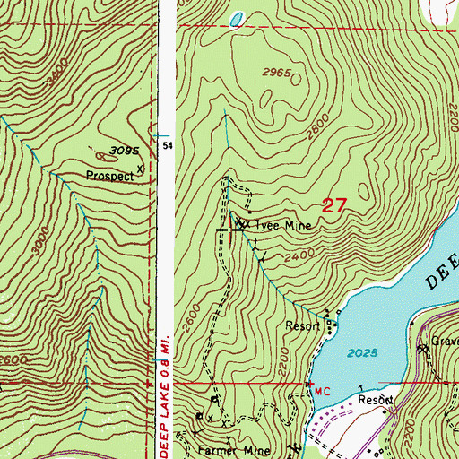 Topographic Map of Tyee Mine, WA