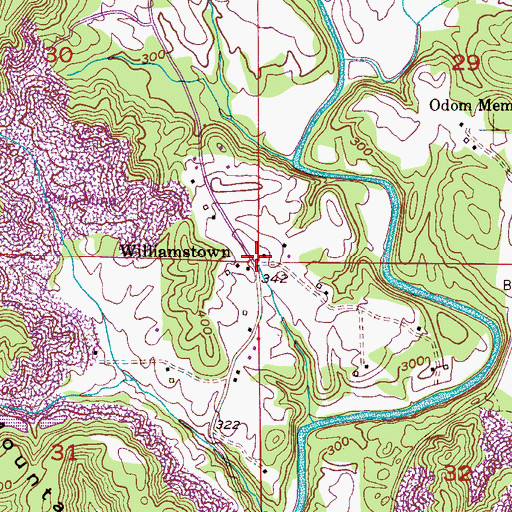 Topographic Map of Odom Memorial Church, AL