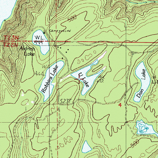 Topographic Map of U Lake, WA
