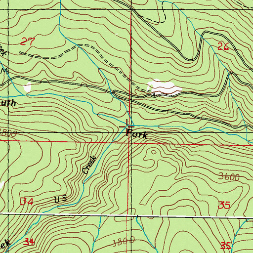 Topographic Map of U S Creek, WA