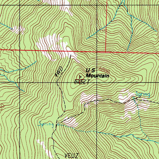 Topographic Map of U S Mountain, WA