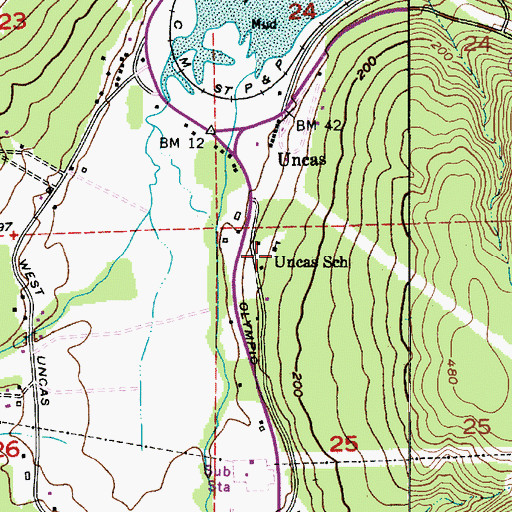 Topographic Map of Uncas School, WA
