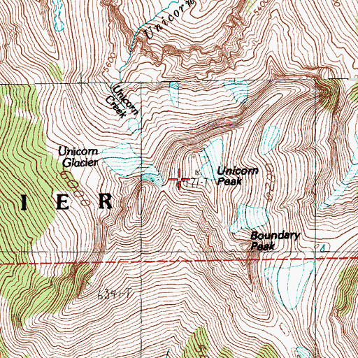 Topographic Map of Unicorn Peak, WA