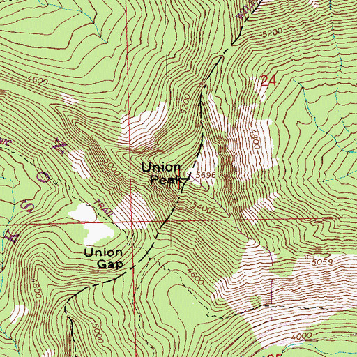 Topographic Map of Union Peak, WA