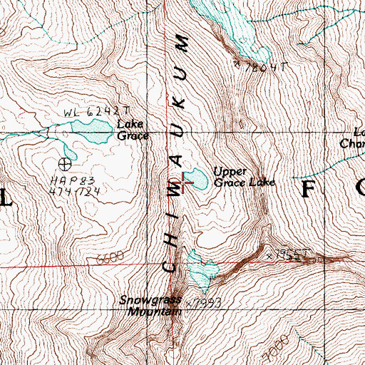 Topographic Map of Upper Grace Lake, WA
