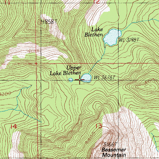 Topographic Map of Upper Lake Blethen, WA