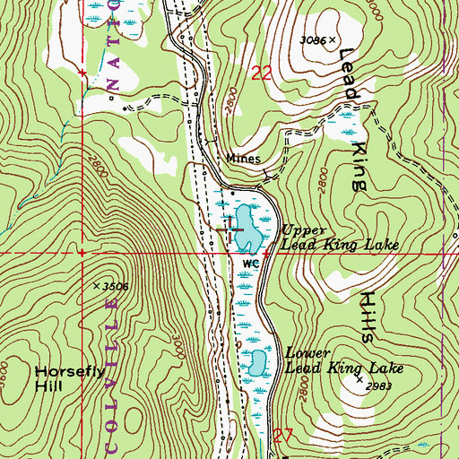 Topographic Map of Upper Lead King Lake, WA