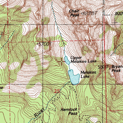 Topographic Map of Upper Melakwa Lake, WA