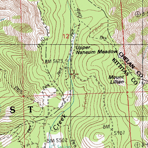 Topographic Map of Upper Naneum Meadow, WA