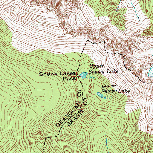 Topographic Map of Upper Snowy Lake, WA