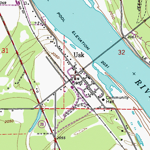 Topographic Map of Usk, WA