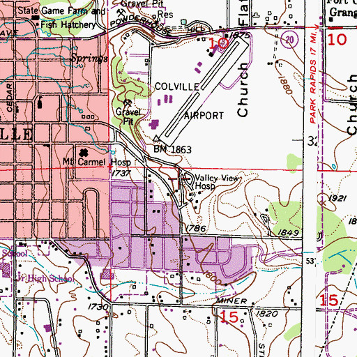 Topographic Map of Valley View Hospital, WA