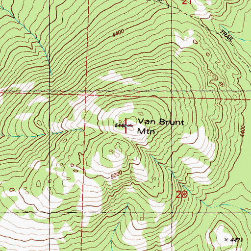Topographic Map of Van Brunt Mountain, WA